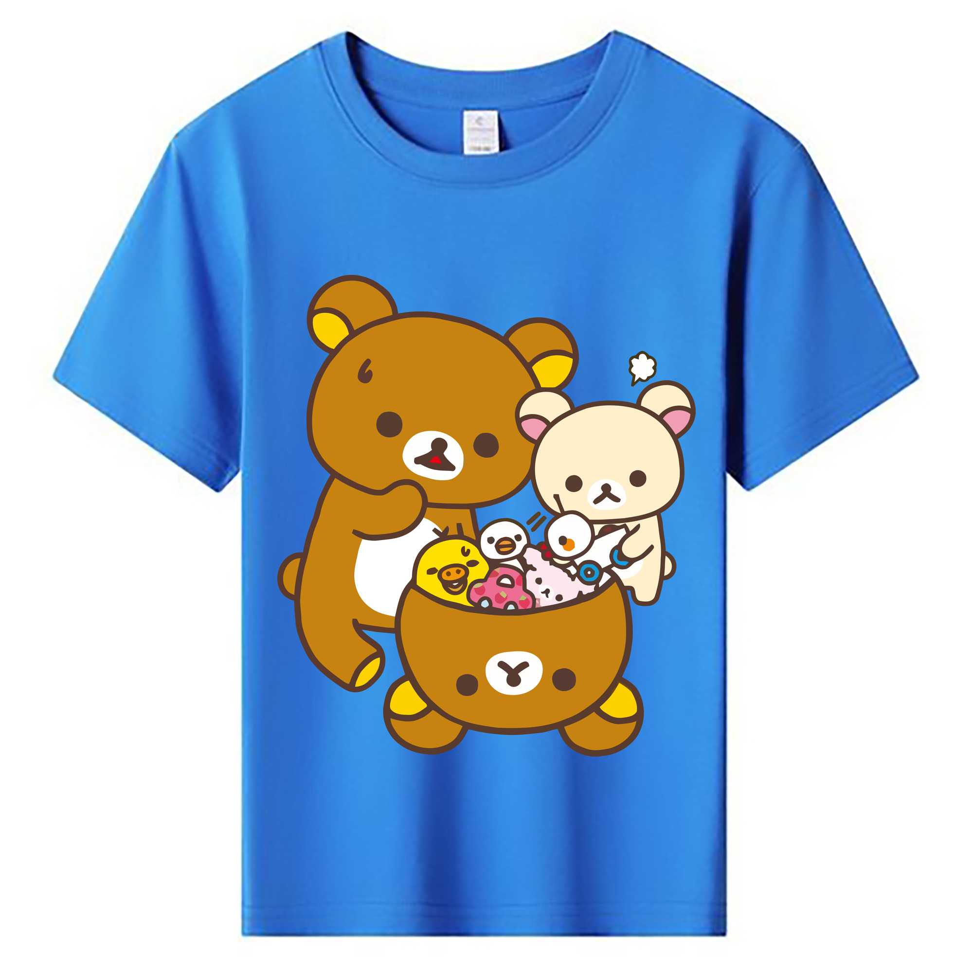 （画像用） リラックマ リラックマ キイロイトリ Rilakkuma Korilakkuma Kiiroitori 綿100％キッズTシャツ（フロントプリント）